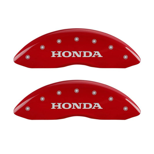 MGP 4 Caliper Covers Engraved Front Honda Engraved Rear Pilot/2016 Red finish silver ch