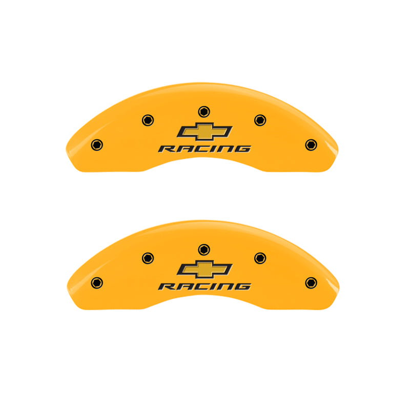 MGP 4 Caliper Covers Engraved F & R Chevy Racing Yellow Finish Black Char 2018 Chevrolet Equinox