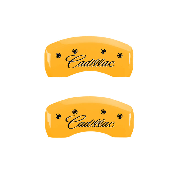 MGP 4 Caliper Covers Engraved F & R Cursive/Cadillac Yellow Finish Black Char 2006 Cadillac SRX