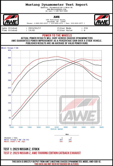 AWE 2023 Nissan Z RZ34 RWD Touring Edition Catback Exhaust System w/ Diamond Black Tips