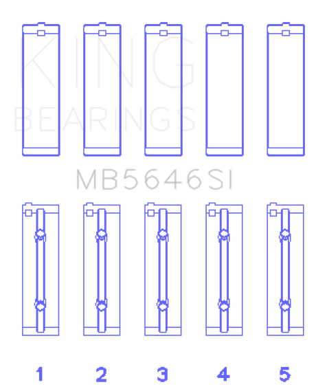 King Engine Bearings Toyota 1AZFE / 2 AZFE (Size +0.25mm) Crankshaft Main Bearing Set