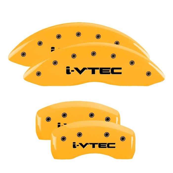 MGP 4 Caliper Covers Engraved Front & Rear i-Vtec Yellow finish black ch