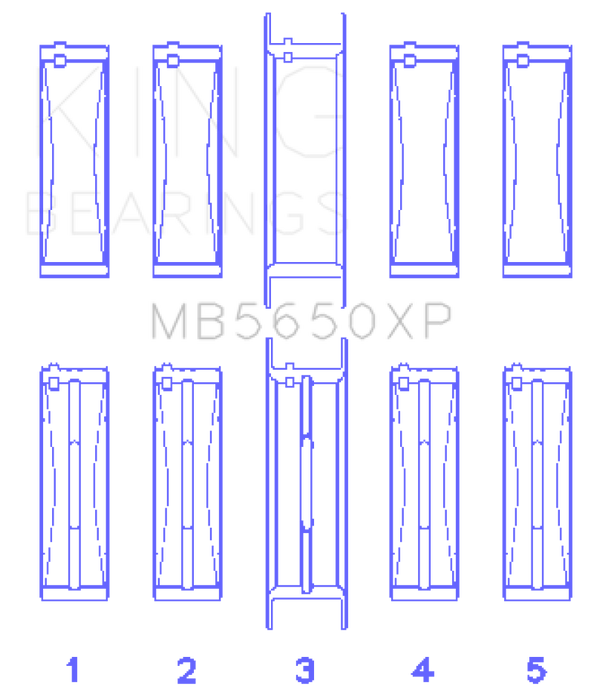 King Ford 370ci/429ci/460ci 16v OHV Crankshaft Main Bearing Set (Set of 5)