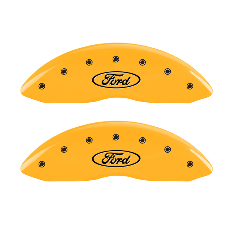 MGP 4 Caliper Covers Engraved F & R Ford Logo Yellow Finish Black Char 2006 Ford F-350 Super Duty