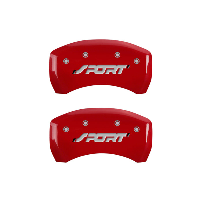 MGP 4 Caliper Covers Engraved Front & Rear SPORT Red finish silver ch