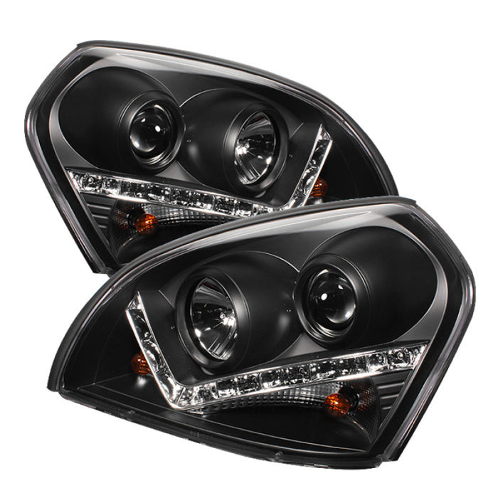 Spyder Hyundai Tucson 04-09 Projector Headlights DRL Black High H1 Low H1 PRO-YD-HYTUC04-DRL-BK