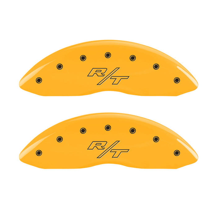 MGP 4 Caliper Covers Engraved Front & Rear Vintage Style/RT Yellow finish black ch