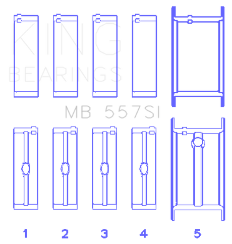 King Engine Bearings Small Block Chevy (Size STDX) Silicon Aluminum Bi-Metal Main Bearing Set