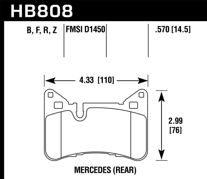 Hawk 2012-2015 Mercedes Benz C63 AMG Rear HPS 5.0 Brake Pads