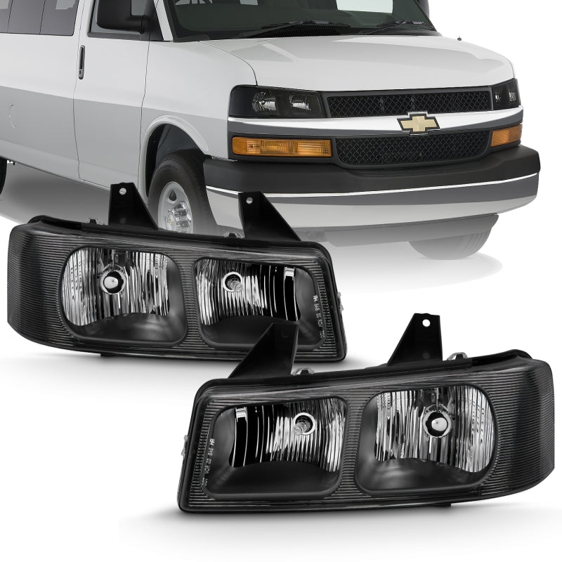 ANZO 2003-2017 Chevy Express Crystal Headlight Black