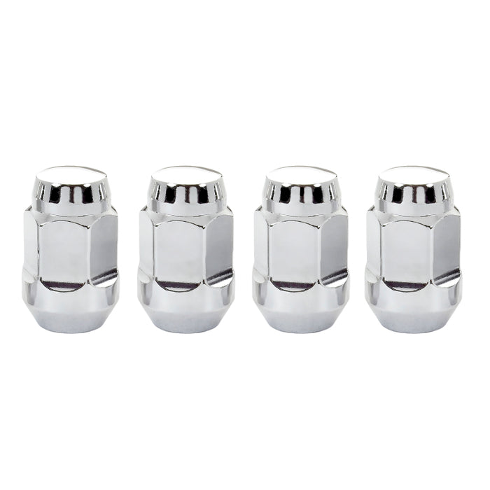 McGard Hex Lug Nut (Cone Seat Bulge Style) M12X1.25 / 3/4 Hex / 1.45in. Length (4-Pack) - Chrome