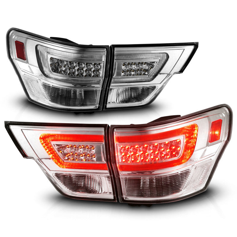 ANZO 11-13 Jeep Grand Cherokee LED Taillights w/ Lightbar Chrome Housing/Clear Lens 4pcs