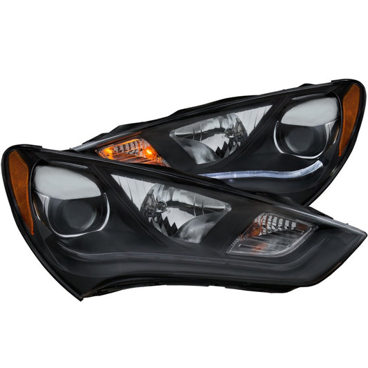 ANZO 2013-2015 Hyundai Genesis Projector Headlights w/ Plank Style Design Black (HID Compatible)