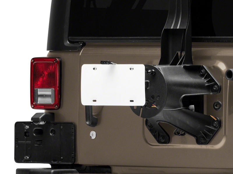 Raxiom 07-18 Jeep Wrangler JK Axial Series License Plate Bracket w/ LED Brake Light