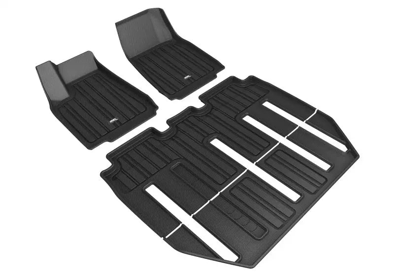 3D MAXpider 17-21 Tesla Model X Folding 7-Seat Elitect 1st 2nd 3rd Row - Floor Mat Set (Black) 3D MAXpider