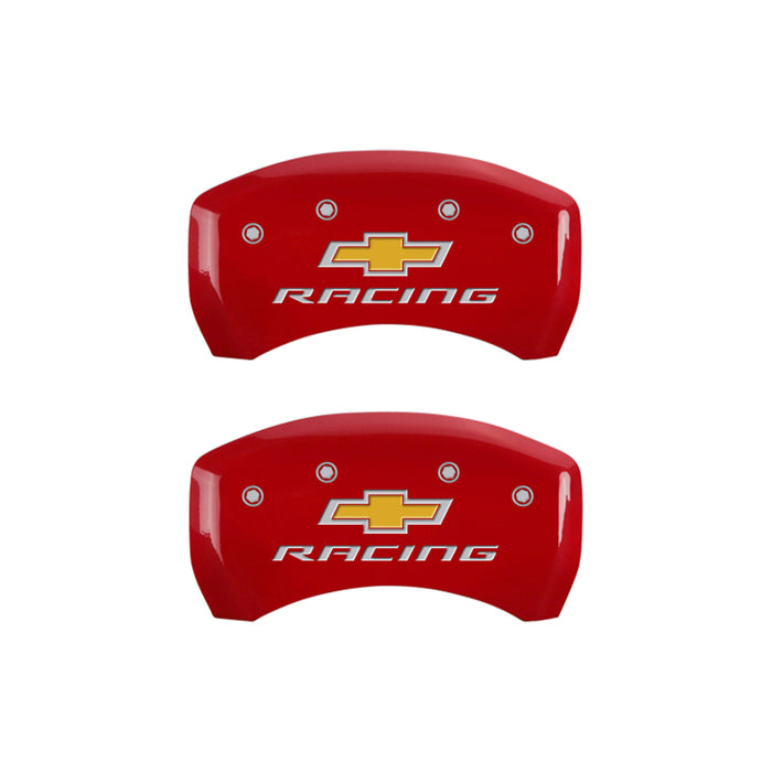 MGP 4 Caliper Covers Engraved Front & Rear Chevy racing Red finish silver ch