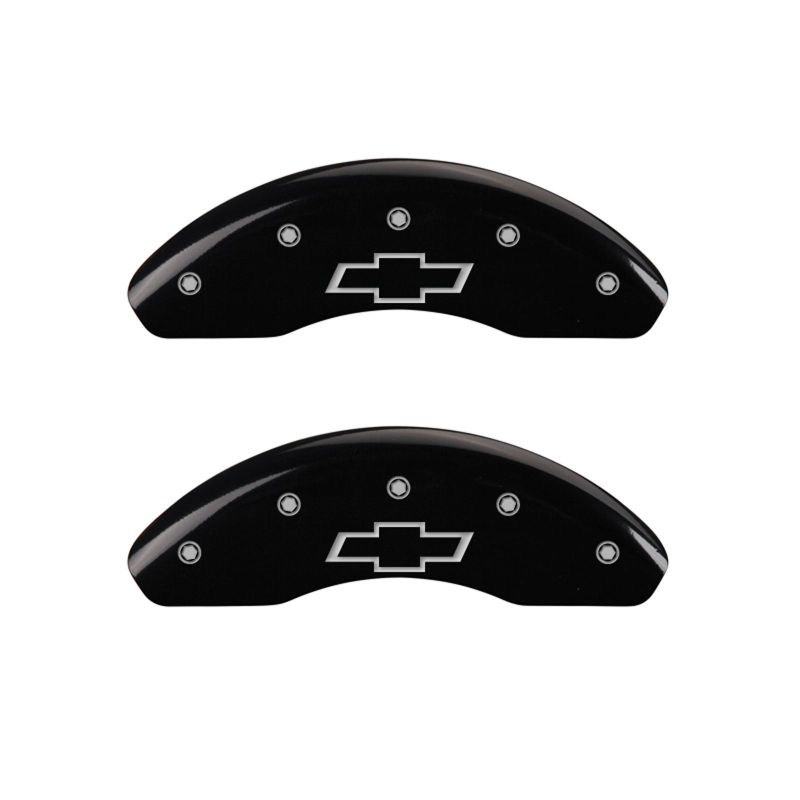 MGP Front set 2 Caliper Covers Engraved Front Bowtie Black finish silver ch