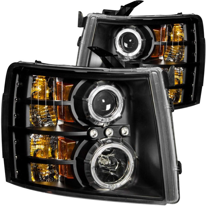 ANZO 2007-2013 Chevrolet Silverado 1500 Projector Headlights w/ Halo Black