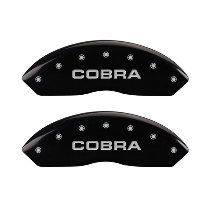 MGP 4 Caliper Covers Engraved Front & Rear Cobra Black finish silver ch