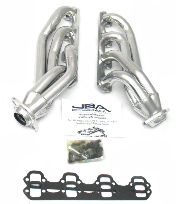 JBA 65-73 Ford Mustang 260-302 SBF 1-5/8in Primary Silver Ctd Mid Length Header