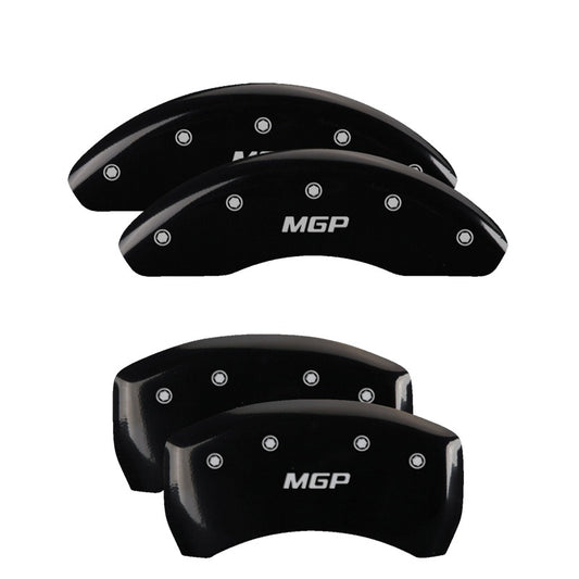 MGP 4 Caliper Covers Engraved Front & Rear MGP Black Finish Silver Char 2017 Infiniti QX30