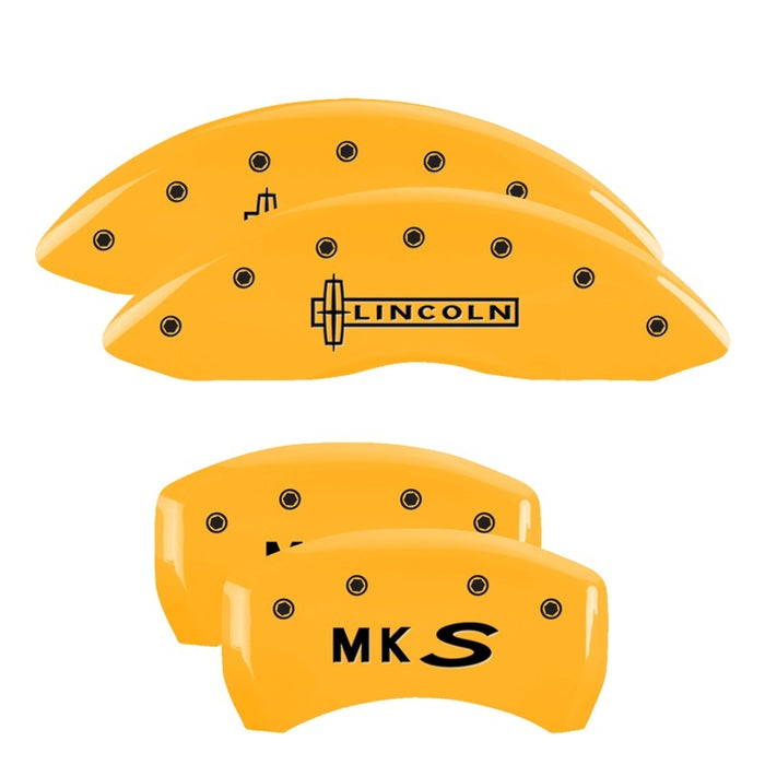 MGP 4 Caliper Covers Engraved Fr Lincoln Rr Star Logo Yellow Finish Blk Char 2009 Lincoln Navigator