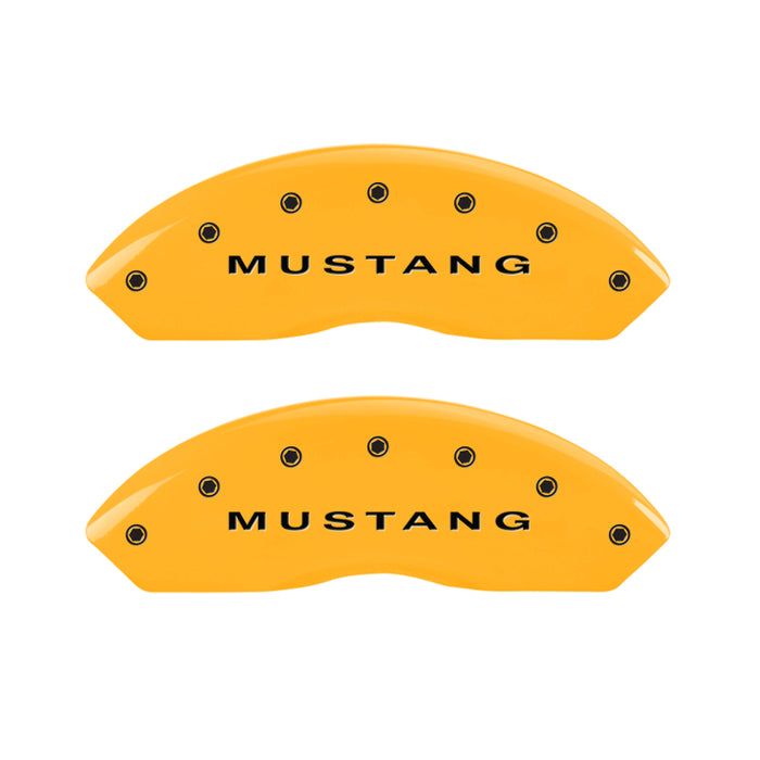 MGP 4 Caliper Covers Engraved Front Mustang Rear Bar & Pony Yellow Finish Blk Char 2006 Ford Mustang