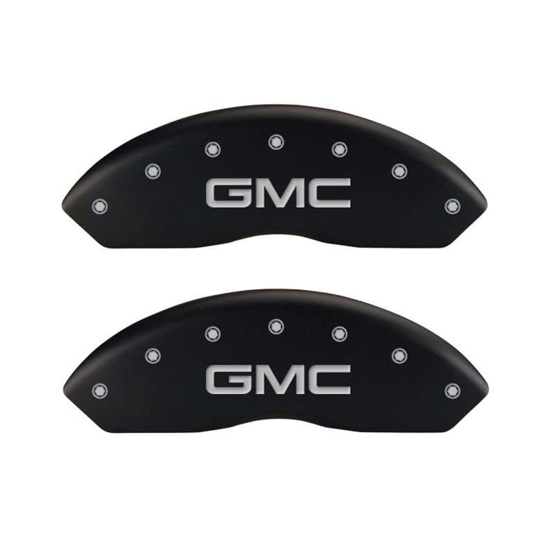 MGP 4 Caliper Covers Engraved Front & Rear GMC Red finish silver ch