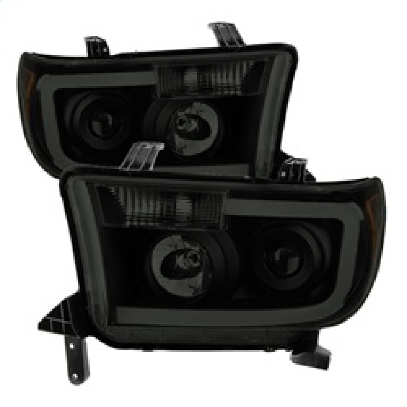 xTune Toyota Tundra 07-13 LED Light Bar Projector Headlights Black Smoked PRO-JH-TTU07-LED-BSM