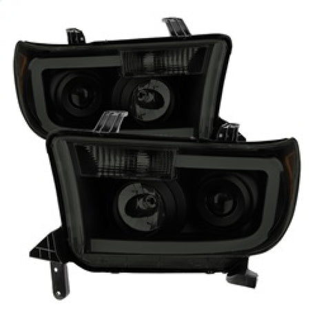 xTune Toyota Tundra 07-13 LED Light Bar Projector Headlights Black Smoked PRO-JH-TTU07-LED-BSM