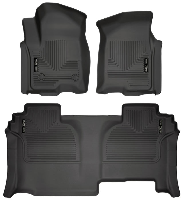 Husky Liners 19-23 GMC Sierra 1500 Double Cab Weatherbeater Black Front & 2nd Seat Floor Liners