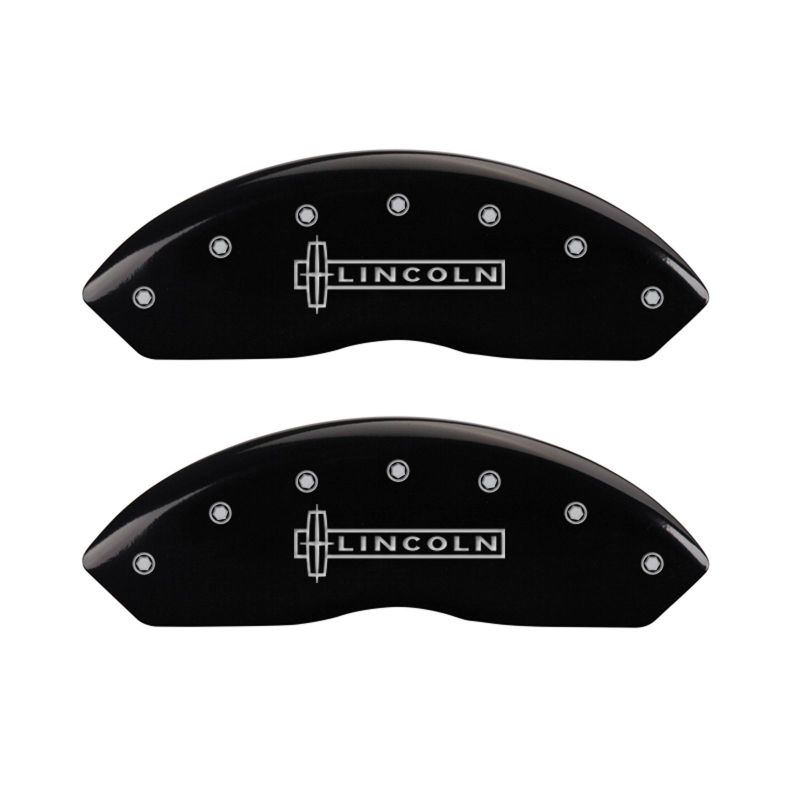 MGP 4 Caliper Covers Engraved Front Lincoln Engraved Rear MKZ Black finish silver ch