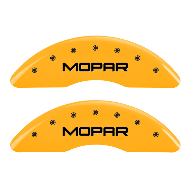 MGP 4 Caliper Covers Engraved Front & Rear MOPAR Yellow finish black ch