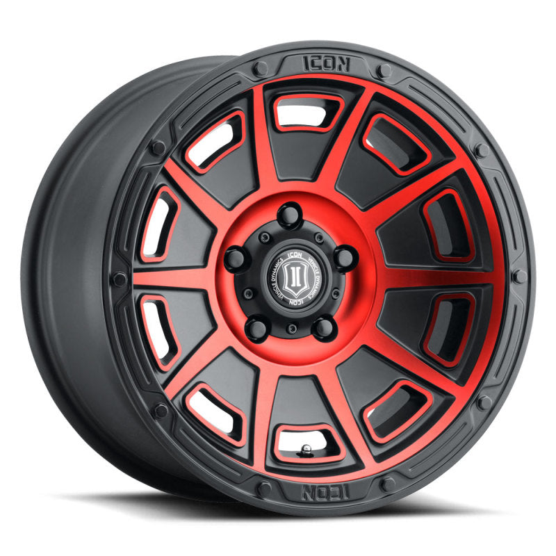 ICON Victory17x8.5 6x5.5 0mm Offset 4.75in BS Satin Black w/Red Tint Wheel