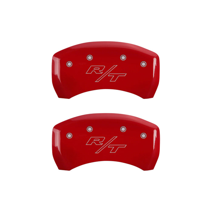 MGP 4 Caliper Covers Engraved Front Cursive/Challenger Engraved Rear RT Yellow finish black ch