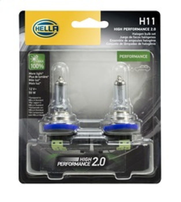 Hella H11 12V 55W PGJ19-2 HP2.0 Performance Halogen Bulb - Pair