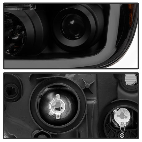 xTune Toyota Tundra 07-13 LED Light Bar Projector Headlights Black Smoked PRO-JH-TTU07-LED-BSM