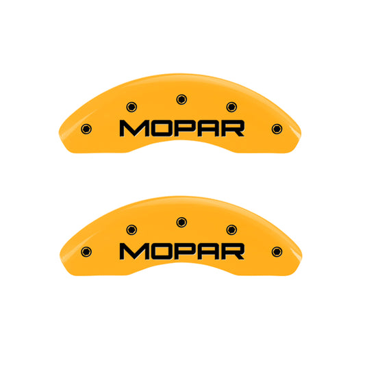 MGP 4 Caliper Covers Engraved Front & Rear MOPAR Yellow finish black ch