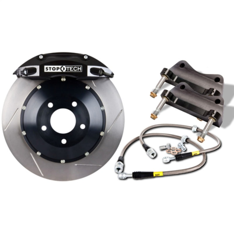 StopTech 90-96 300zx Front BBK w/ Black ST-40 Calipers Slotted 332x32 Rotors Pads and SS Lines