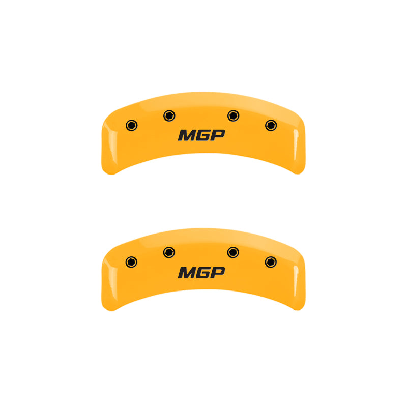 MGP 4 Caliper Covers Engraved Front & Rear MGP Yellow Finish Black Char 2001 Ford Mustang