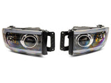 Raxiom 02-05 Dodge RAM 1500 LED Projector Headlights w/ SEQL LED Bar- Blk Housing (Clear Lens)