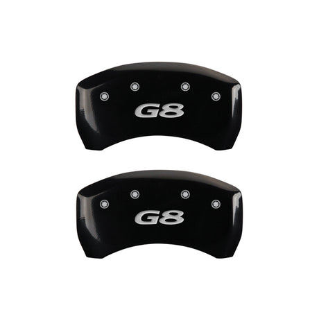 MGP 4 Caliper Covers Engraved Front Pontiac Engraved Rear G8 Black finish silver ch