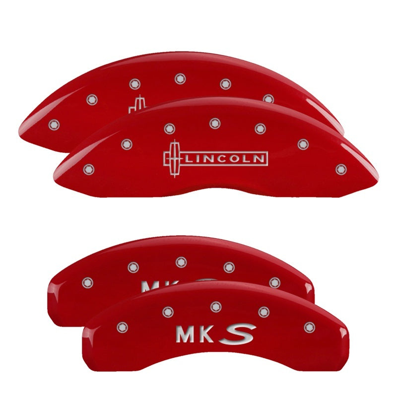 MGP 4 Caliper Covers Engraved Front & Rear MGP Red Finish Silver Characters 2019 Cadillac XT5