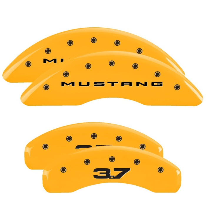 MGP 4 Caliper Covers Engraved Front 2015/Mustang Engraved Rear 2015/37 Yellow finish black ch