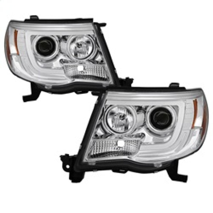 Spyder Toyota Tacoma 05-11 Projector Headlights - Light Bar DRL - Chrome PRO-YD-TT05V2-LB-C