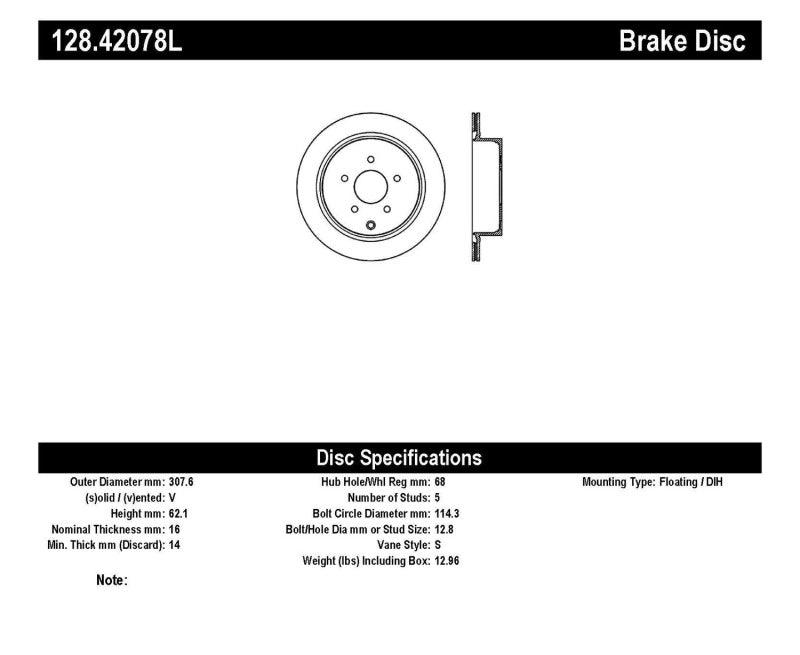 StopTech 03-07 Infiniti FX35/45 Drilled Left Rear Rotor