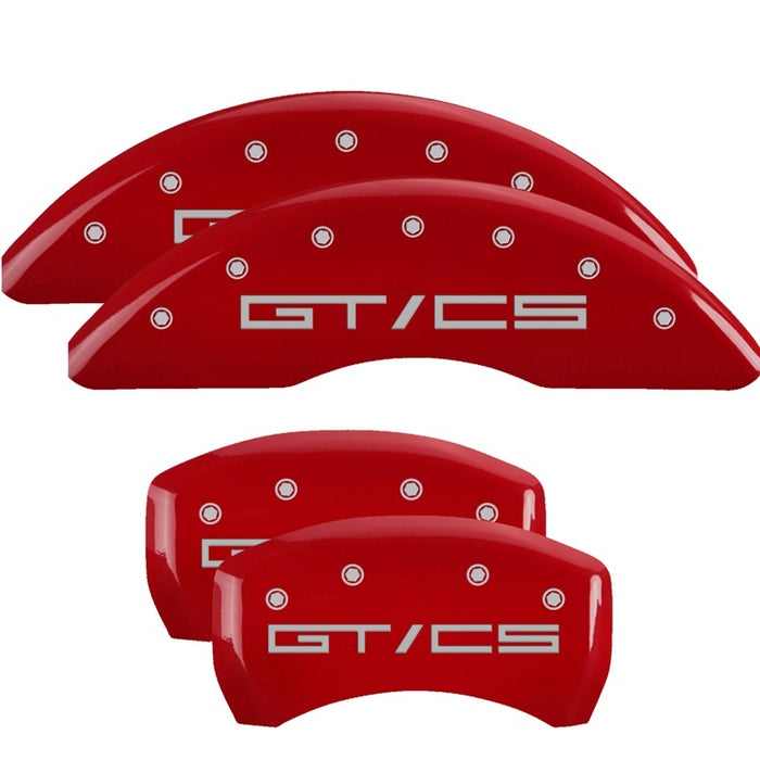 MGP 15-21 Ford Mustang GT/CS 4 Caliper Covers Engraved Front & Rear MGP Red finish silver ch