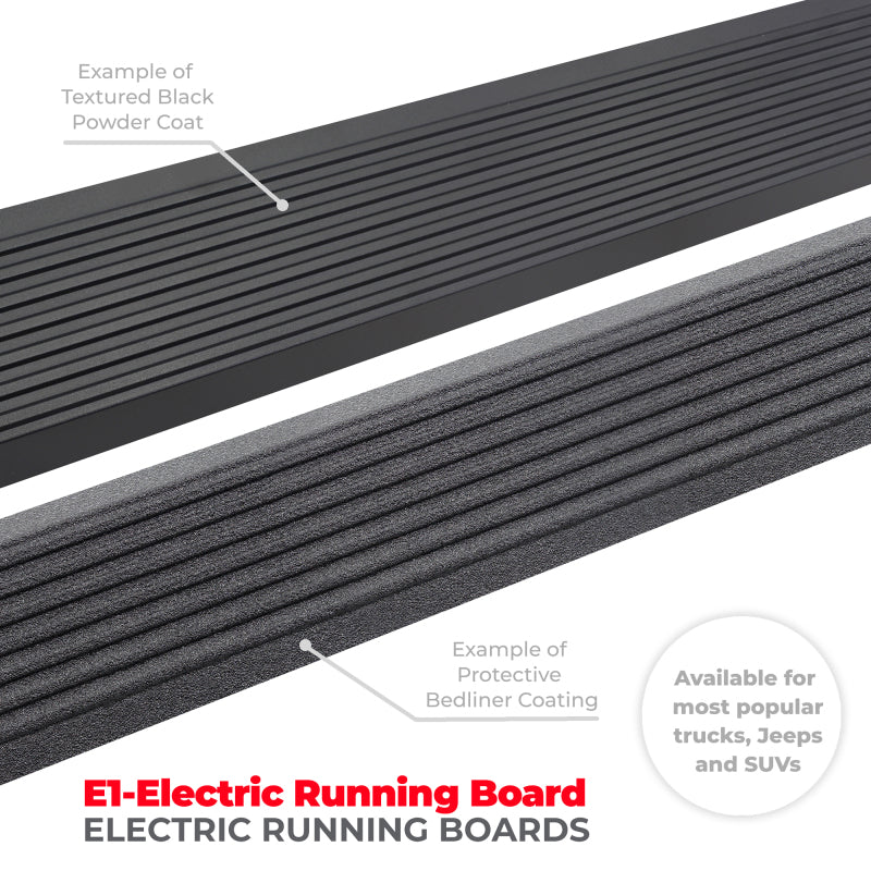 Go Rhino 19-23 Ford Ranger Crew Cab 4dr E-BOARD E1 Electric Running Board Kit (No Drill) - Tex. Blk