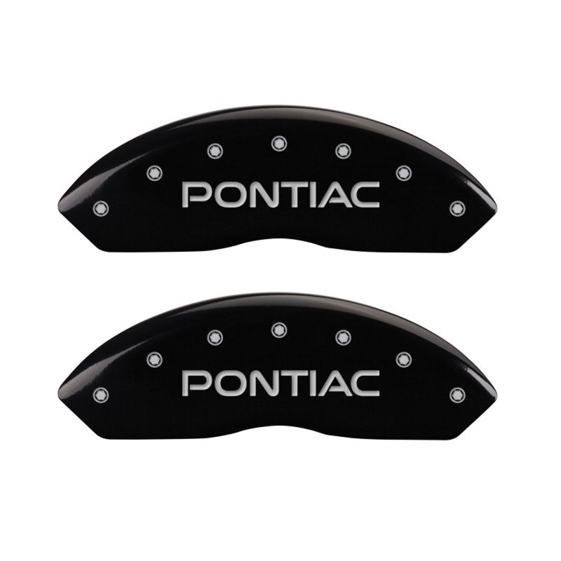 MGP 4 Caliper Covers Engraved Front & Rear Pontiac Black Finish Silver Char 2007 Pontiac Solstice