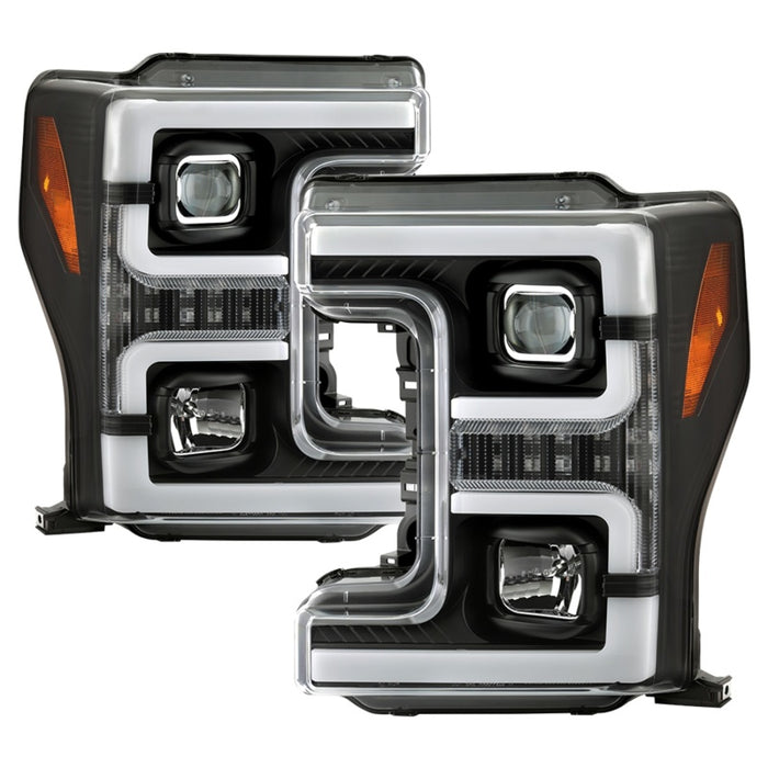 Spyder Ford F-250/F-350/F450 Super Duty 17-18 Projector Headlights Black PRO-YD-FS17-SBSEQ-BK